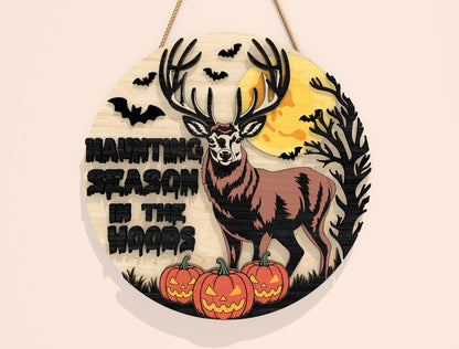 Halloween Round Door Sign SVG Bundle Laser Cut File | 8 Funny Witch & Ghost Designs | Spooky Wooden Decor | Glowforge, xTool, LightBurn, etc.