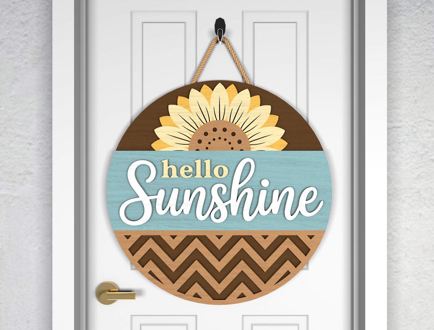 Hello Sunshine Sunflower Sign SVG Laser Cut File for LightBurn and Glowforge