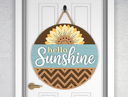 Hello Sunshine Sunflower Sign SVG Laser Cut File for LightBurn and Glowforge