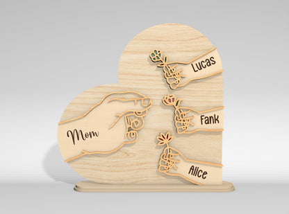 Personalized Family Hands Name Sign SVG for Glowforge and xTool