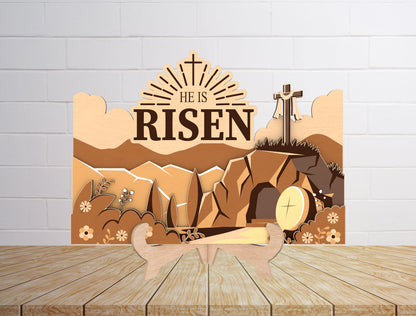 Multilayer He Is Risen SVG Bundle Christian Empty Tomb for Glowforge