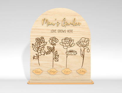 Personalized Mom Garden Flower Holder SVG Birth Month Flowers Laser Cut File for xTool and LightBurn