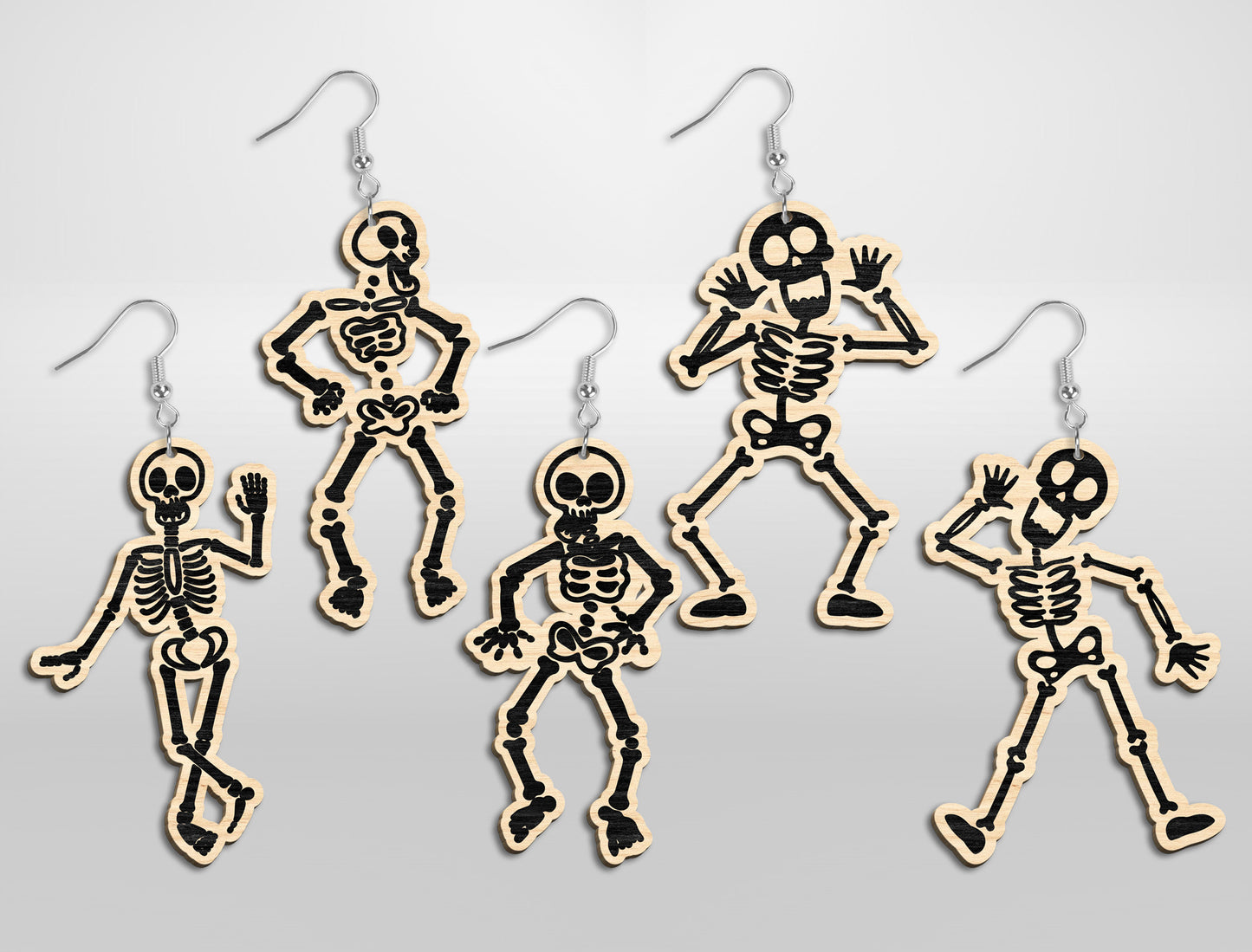 Halloween Skeleton Dangle Earrings SVG Bundle Designs for Glowforge xTool
