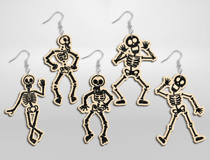 Halloween Skeleton Dangle Earrings SVG Bundle Designs for Glowforge xTool