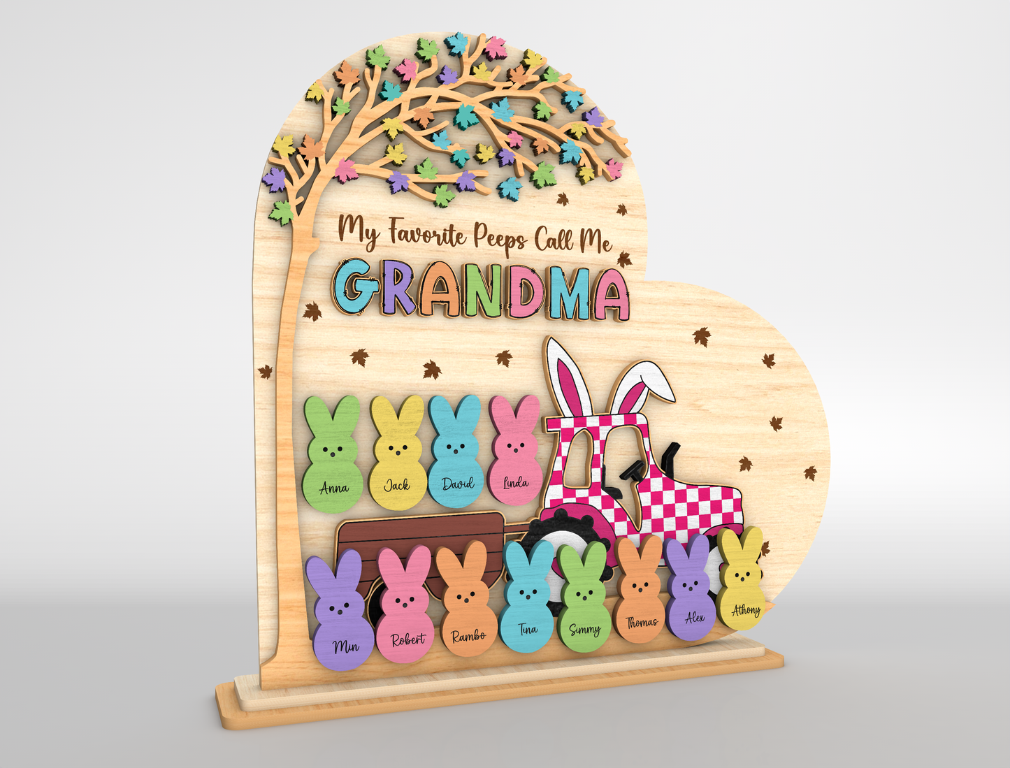 Personalized Bunny Peeps Grandma Tabletop Sign SVG for Glowforge and xTool