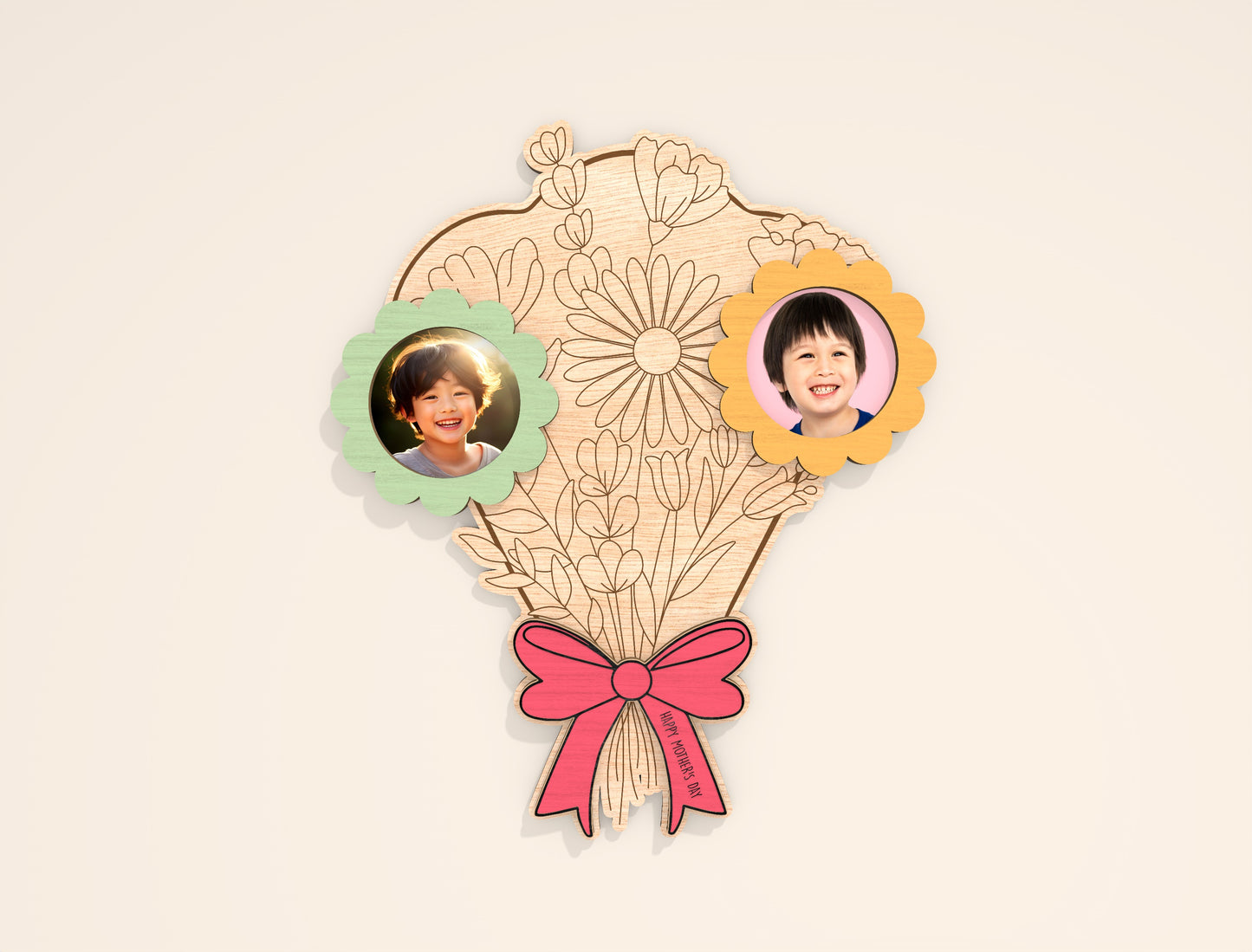 Mother’s Day Bouquet Photo Frame Laser Cut File | Floral Picture Holder | Personalized Wooden Decor | Glowforge, xTool, LightBurn , etc...