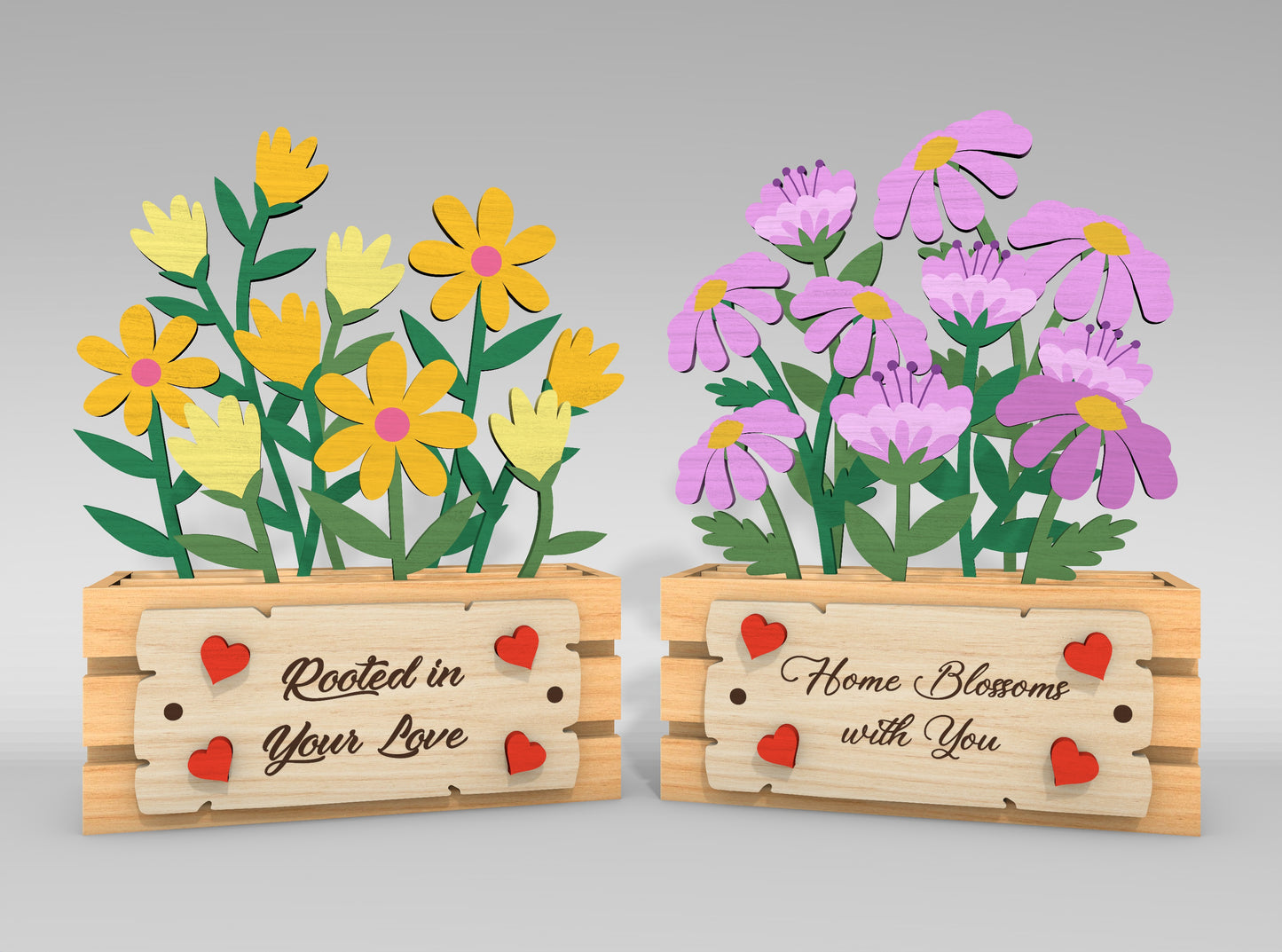 Mother's Day Floral Box Sign SVG Bundle for xTool and LightBurn