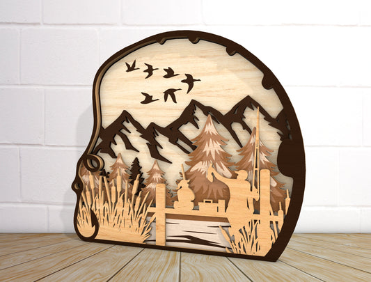 Deer Mountain Landscape Sign SVG Laser Cut File for LightBurn and xTool
