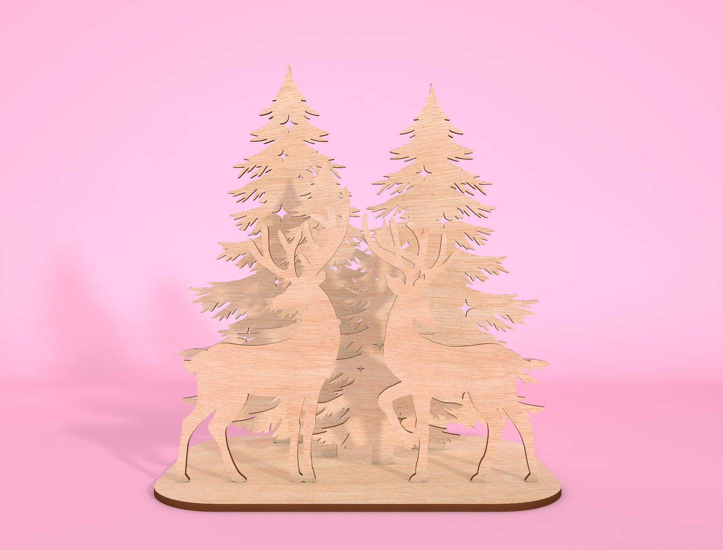 3D Forest Reindeer Scene Laser Cut File | Ready to Cut | Glowforge, xTool, LightBurn, etc.