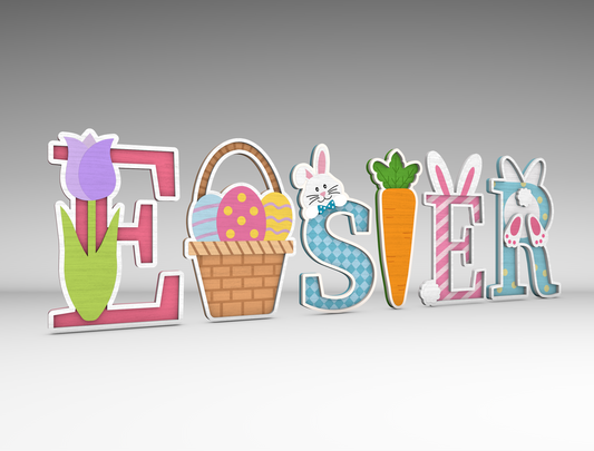 EASTER Multilayer Letter Bunny Egg Tabletop Sign SVG for Glowforge