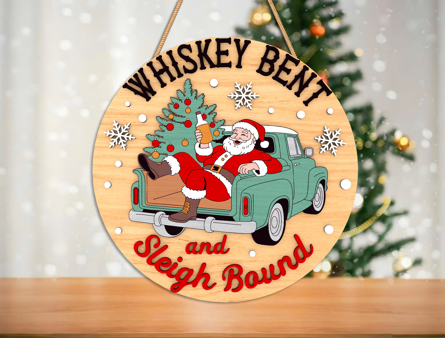 Christmas Round Sign Ornament Laser Cut File | Funny Holiday Quotes | Ready to Cut | Glowforge, xTool, LightBurn, etc.