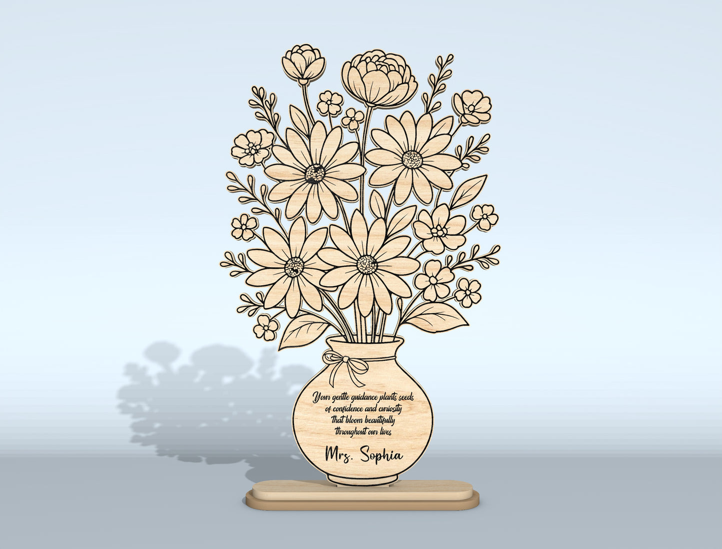 Teacher Appreciation Flower Vase SVG Bundle Laser Cut File for Glowforge and xTool