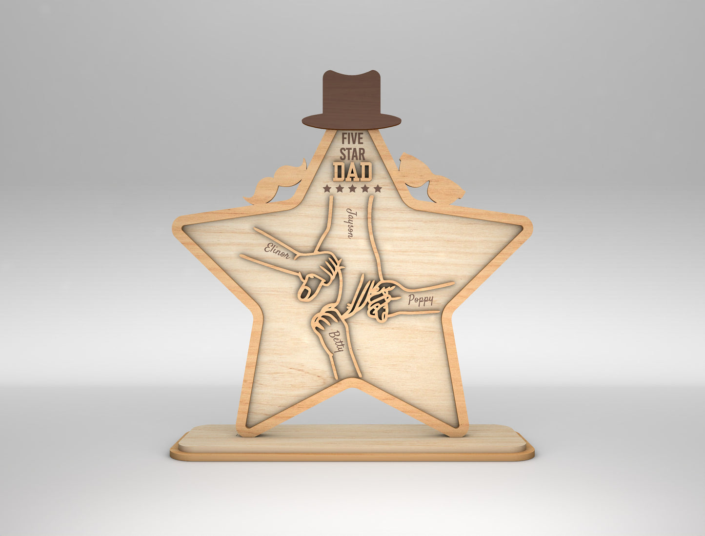 Star Dad Touching Hands Sign SVG Laser Cut File for Glowforge and xTool