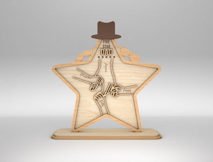 Star Dad Touching Hands Sign SVG Laser Cut File for Glowforge and xTool
