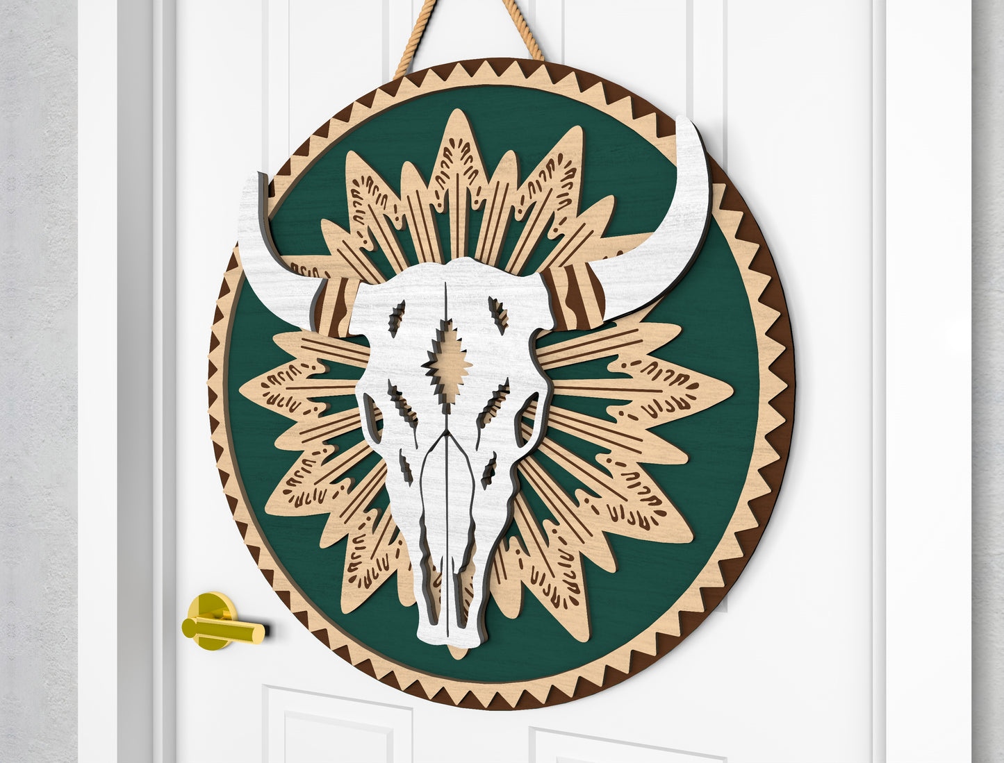 Western Boho Door Sign SVG Laser Cut File for LightBurn and Glowforge