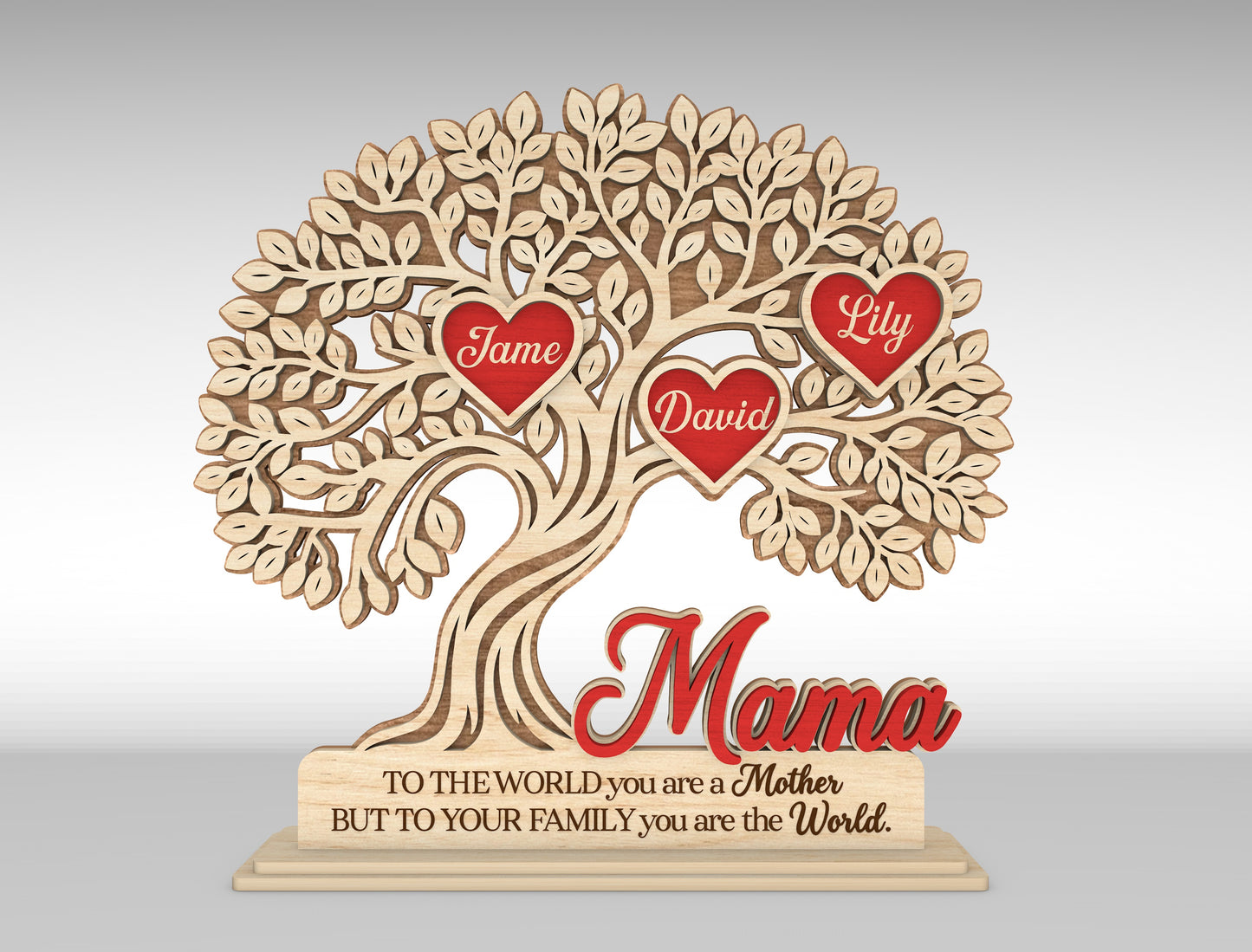 Custom Name Heart Tree Mom Sign SVG Multiple Titles for Glowforge