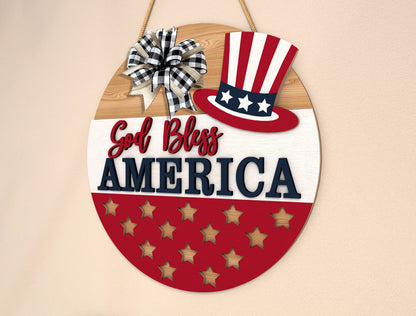God Bless America Door Sign SVG for Glowforge and LightBurn