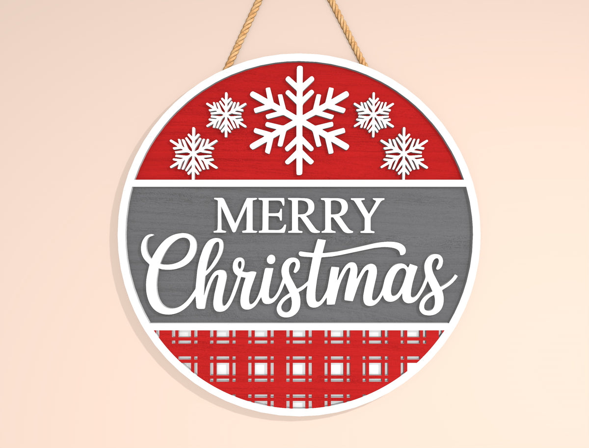 Merry Christmas Round Door Sign SVG 3