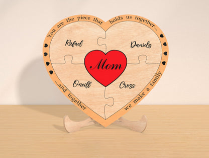 Personalized Mom Heart Sign SVG Custom Kids Name for Glowforge