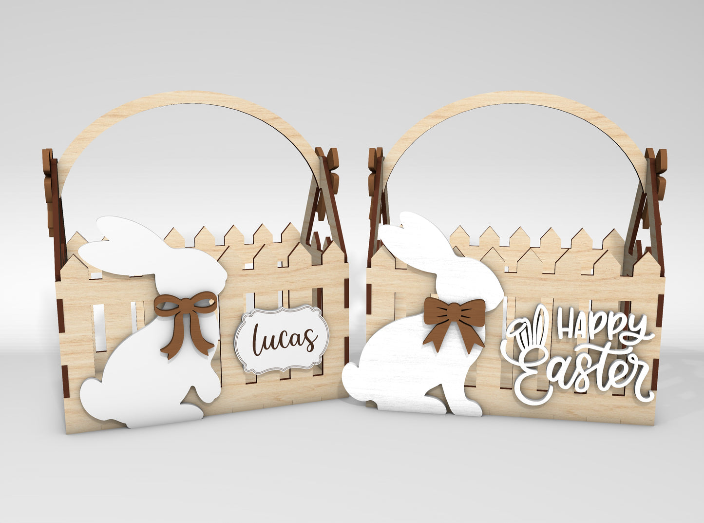 12 Easter Bunny Basket Bundle SVG Laser Cut for Glowforge and xTool