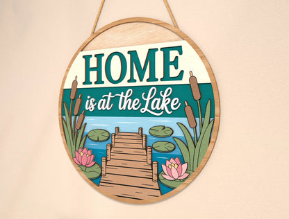 “Home is at the Lake” Door Sign SVG for Glowforge and LightBurn