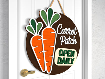 Easter Door Hanger SVG Bunny Carrot Patch Round Sign for Glowforge and xTool