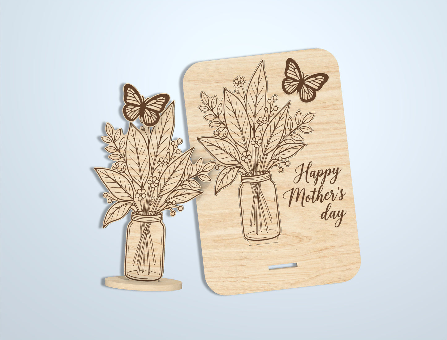 Floral Card Stand SVG Bundle Mother's Day Laser Cut File for Glowforge and xTool