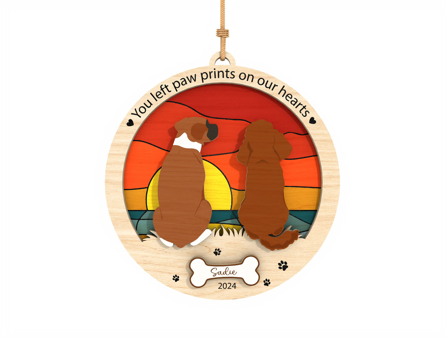Dog Memorial Ornament SVG Bundle Multilayer Pet Laser Cut File for Glowforge, xTool, or LightBurn