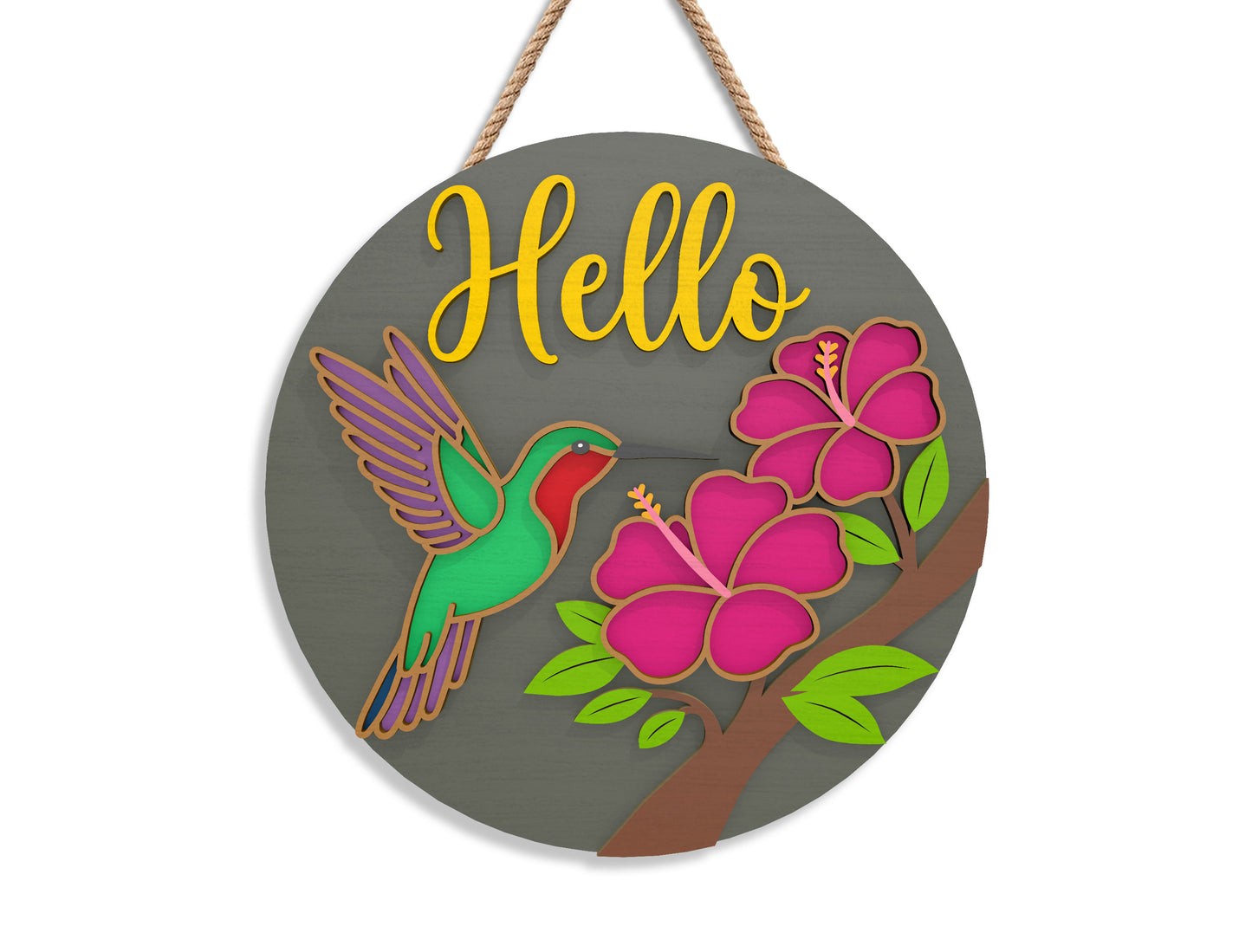 Summer Hummingbird Floral Sign Bundle SVG Laser Cut File for xTool and Glowforge