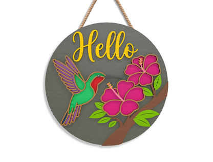 Summer Hummingbird Floral Sign Bundle SVG Laser Cut File for xTool and Glowforge
