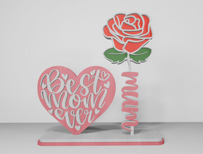 Rose Mom Tabletop Decor SVG Bundle Mother's Day for LightBurn