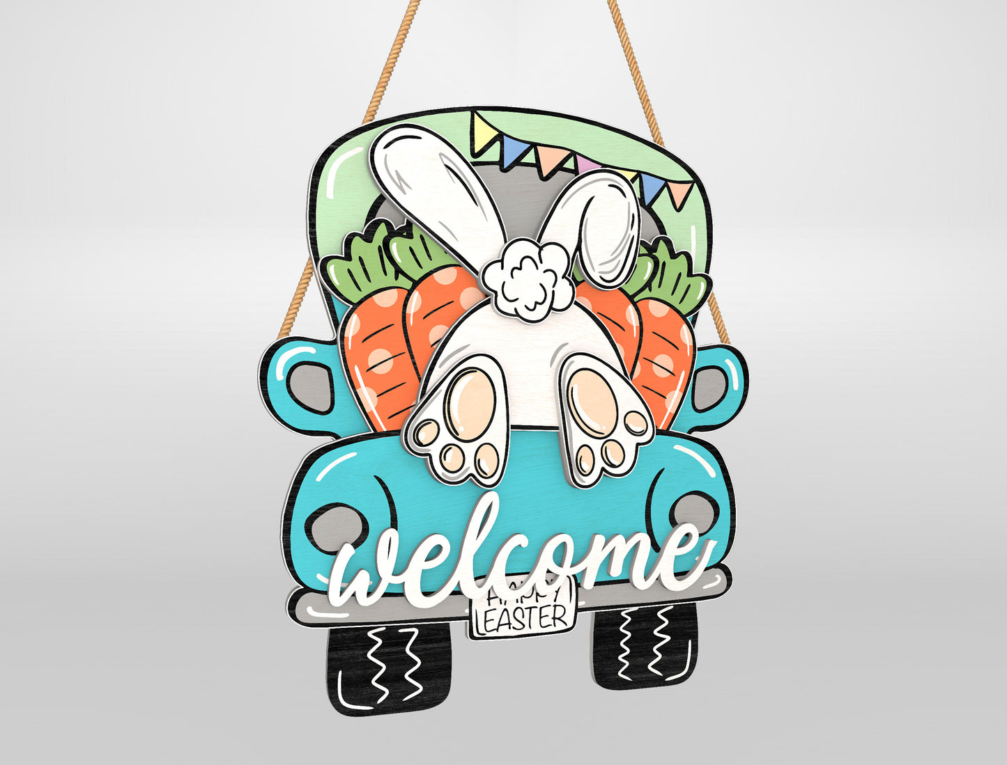 Easter Bunny Truck Door Hanger SVG Bundle Welcome Easter for LightBurn