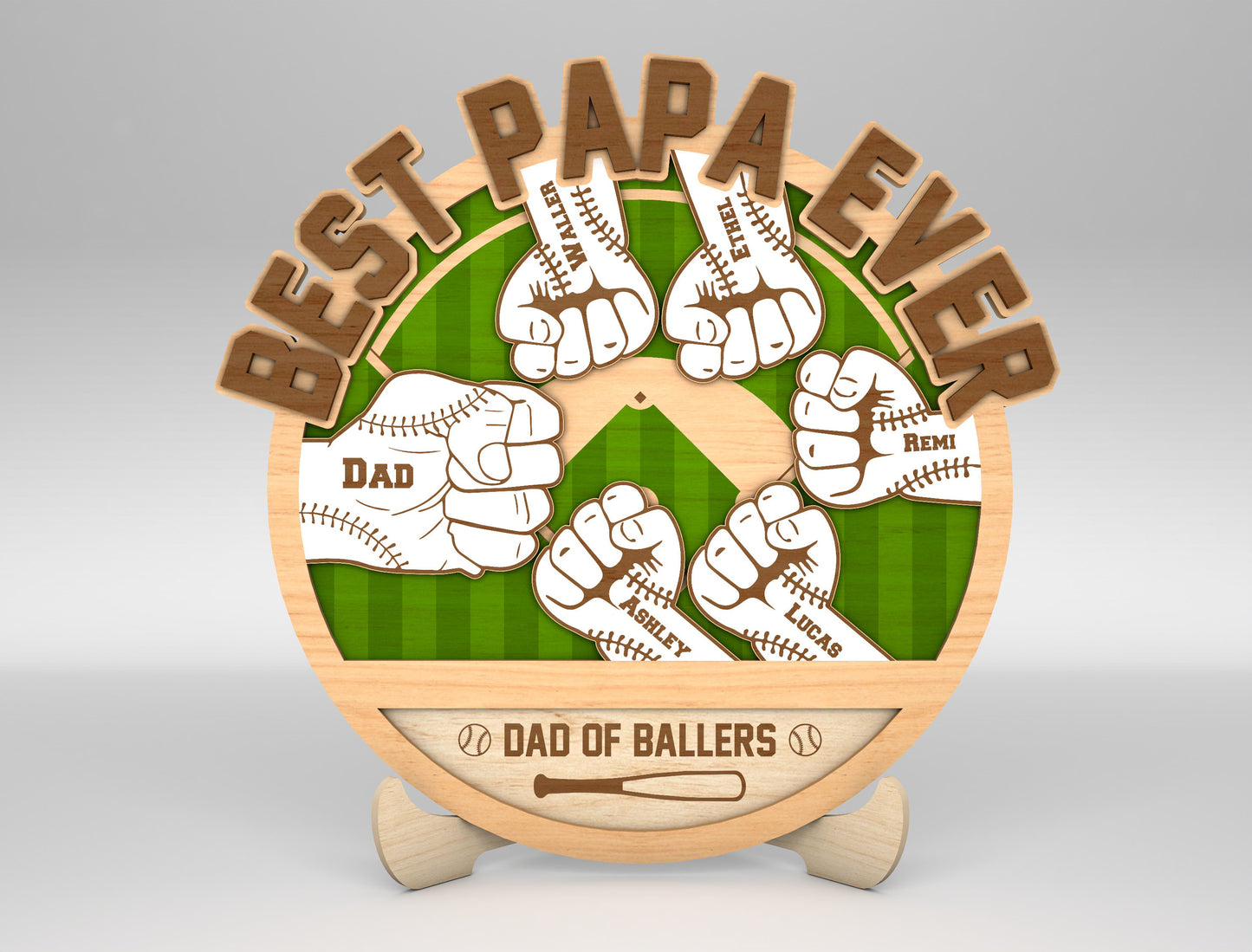 Best Dad Hands Fist Bump Sign SVG Laser Cut File for LightBurn and xTool