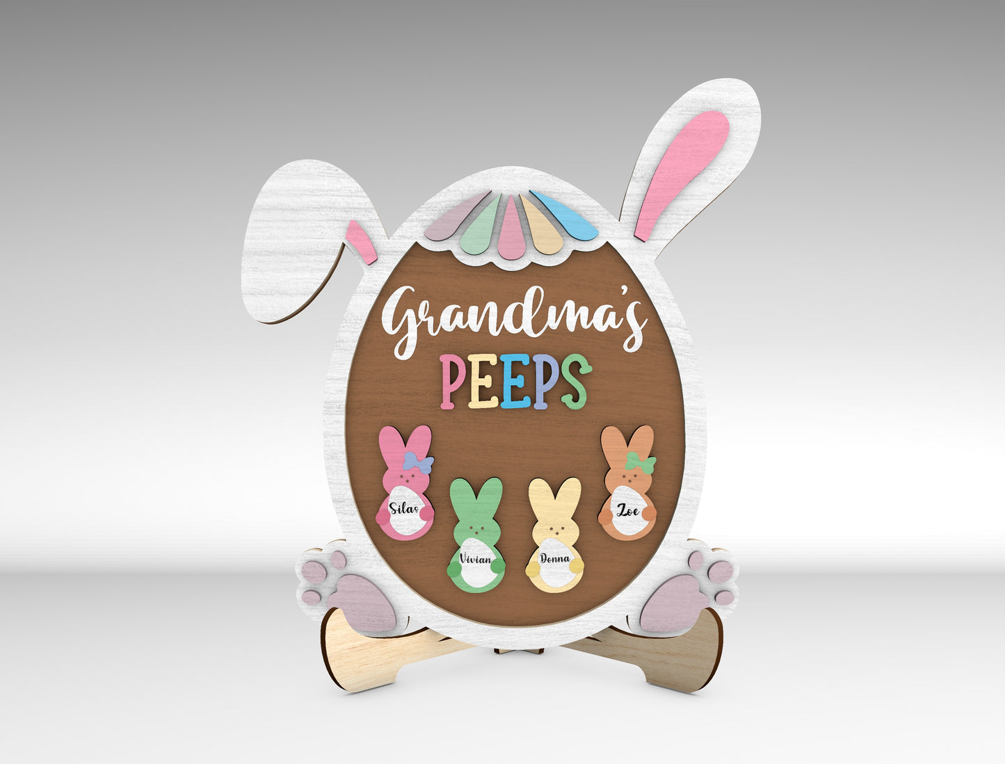 Personalized Easter Bunny Family Sign SVG Grandma Peeps for Glowforge