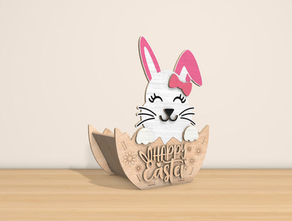 Easter Bunny Basket SVG Bundle Cute Floral 8 Designs for Glowforge and xTool