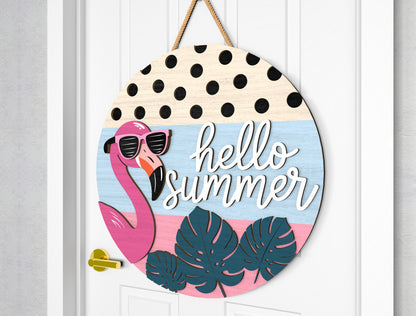 Flamingo Summer Door Hanger SVG Bundle for Glowforge