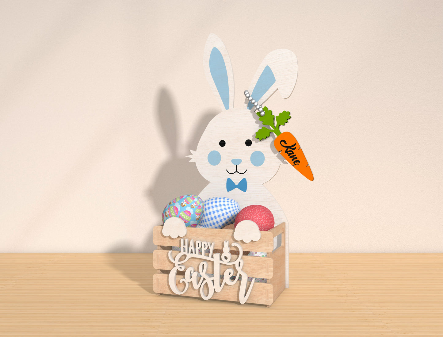Personalized Bunny Easter Basket Holder SVG Bundle for Glowforge and xTool