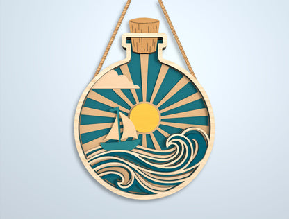 Coastal Bottle Door Sign SVG Bundle Laser Cut File for xTool
