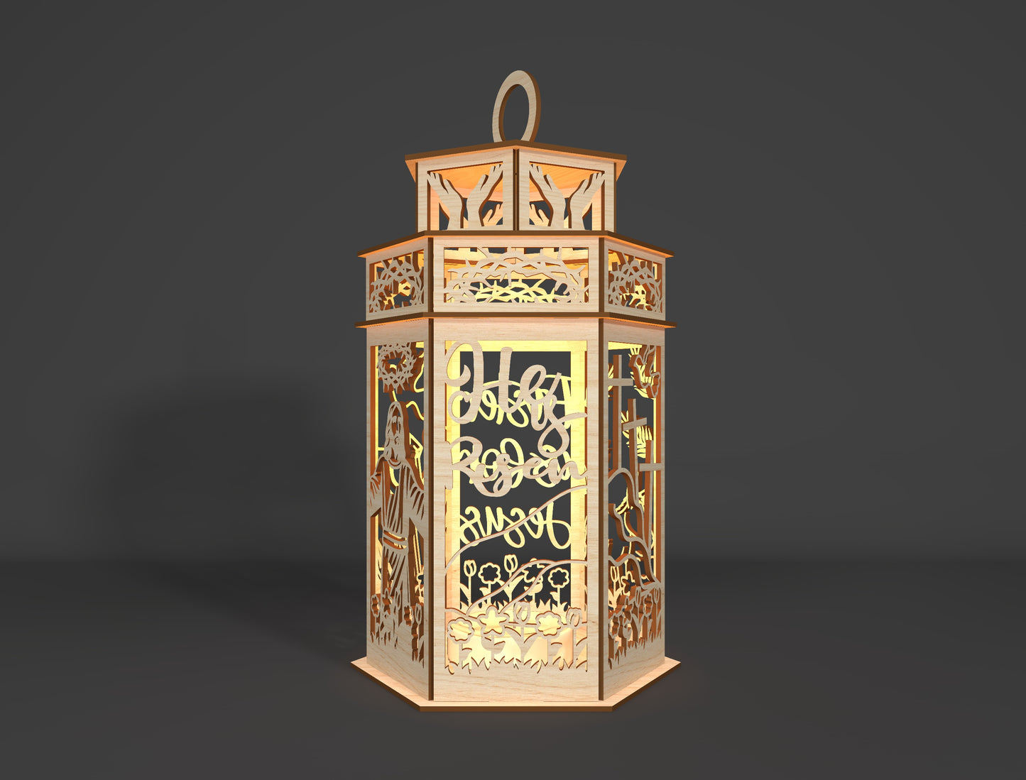 Easter Jesus Lantern SVG Christian 3D Wooden Light Box for Glowforge and xTool