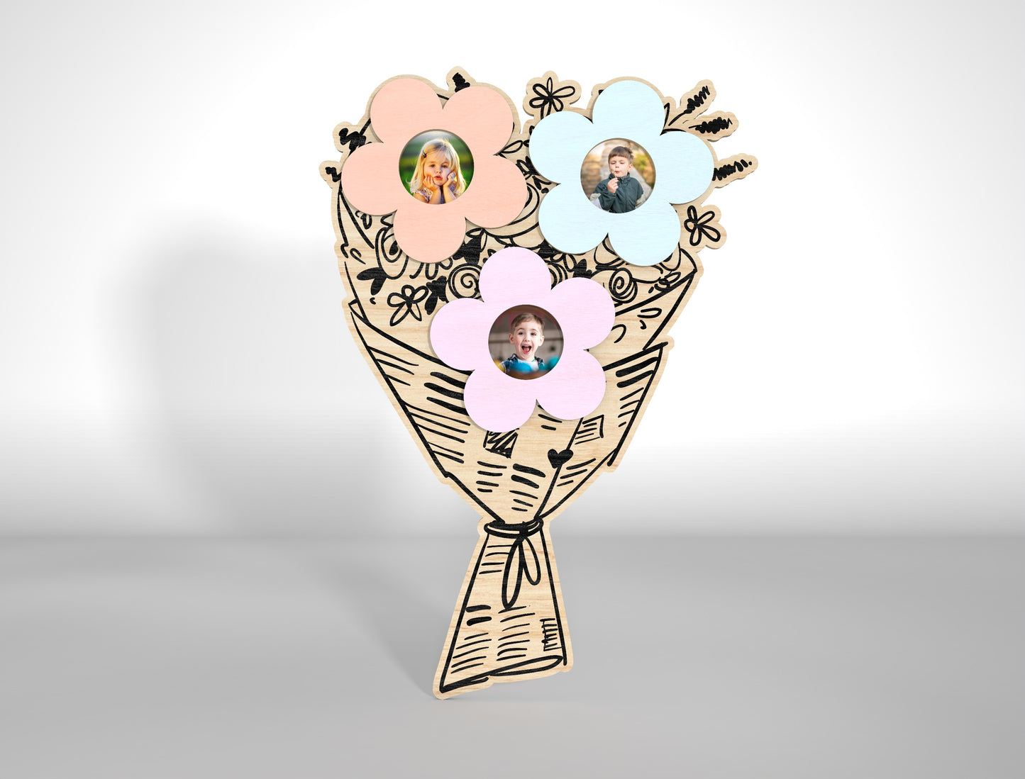 Mother's Day Flower Photo Frame SVG Bouquet for LightBurn and xTool