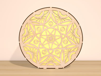 Mandala LED Light SVG Bundle Laser Cut File for Glowforge and xTool