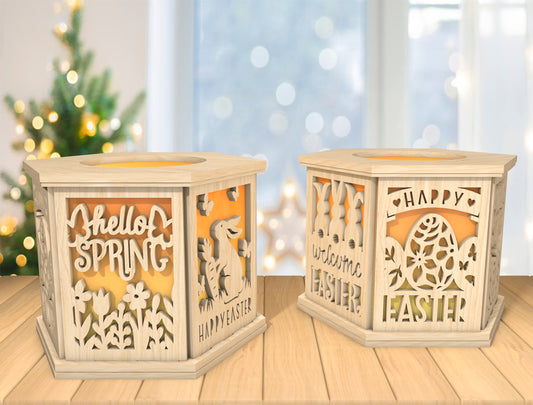 Easter Bunny Lantern Box SVG Easter Day Decor for LightBurn and xTool