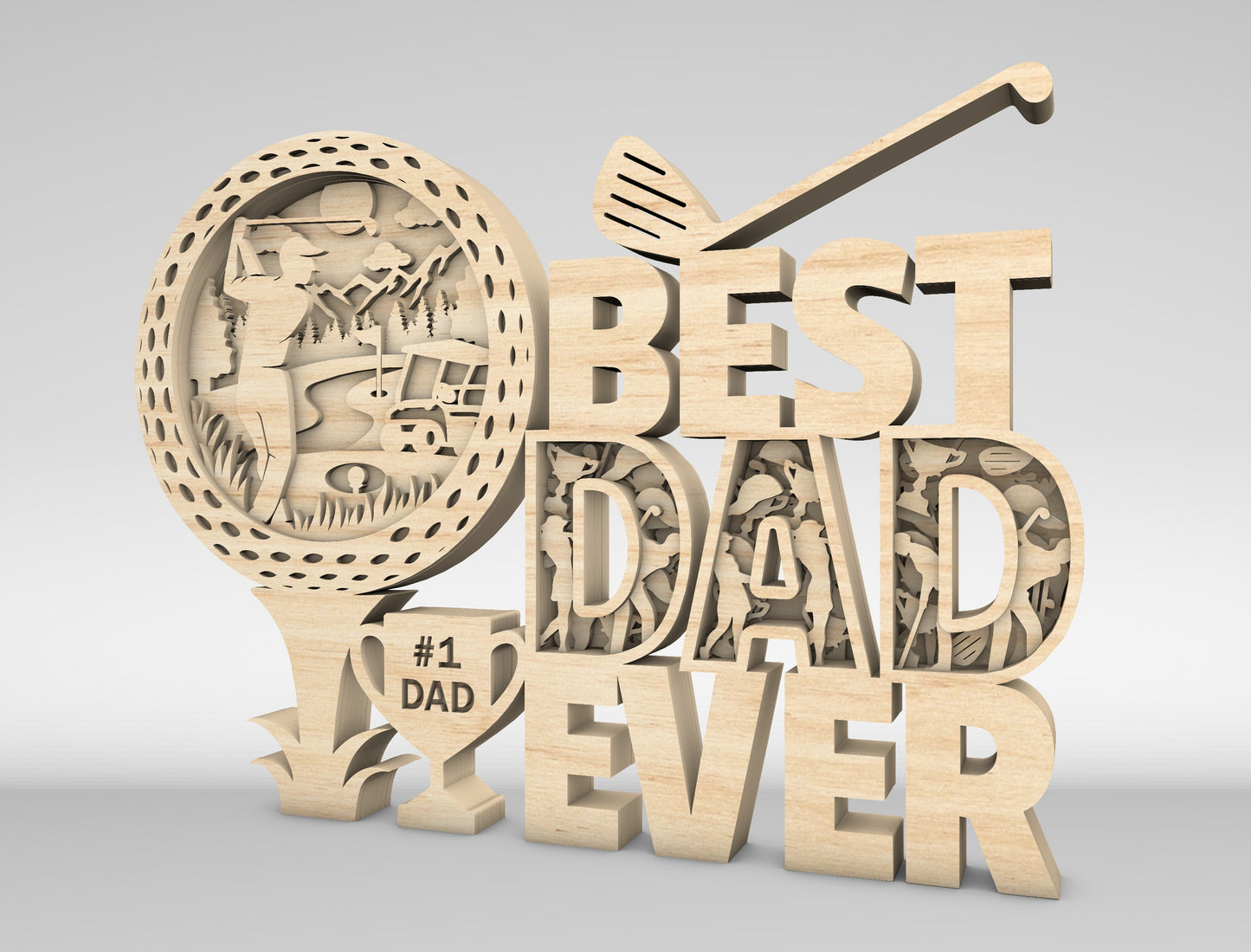 Best Dad Ever Golf Sign SVG Laser Cut File for xTool and LightBurn