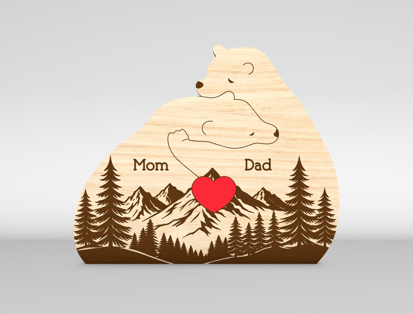 Bear Family Mountain Sign SVG Laser Cut File for LightBurn and Glowforge
