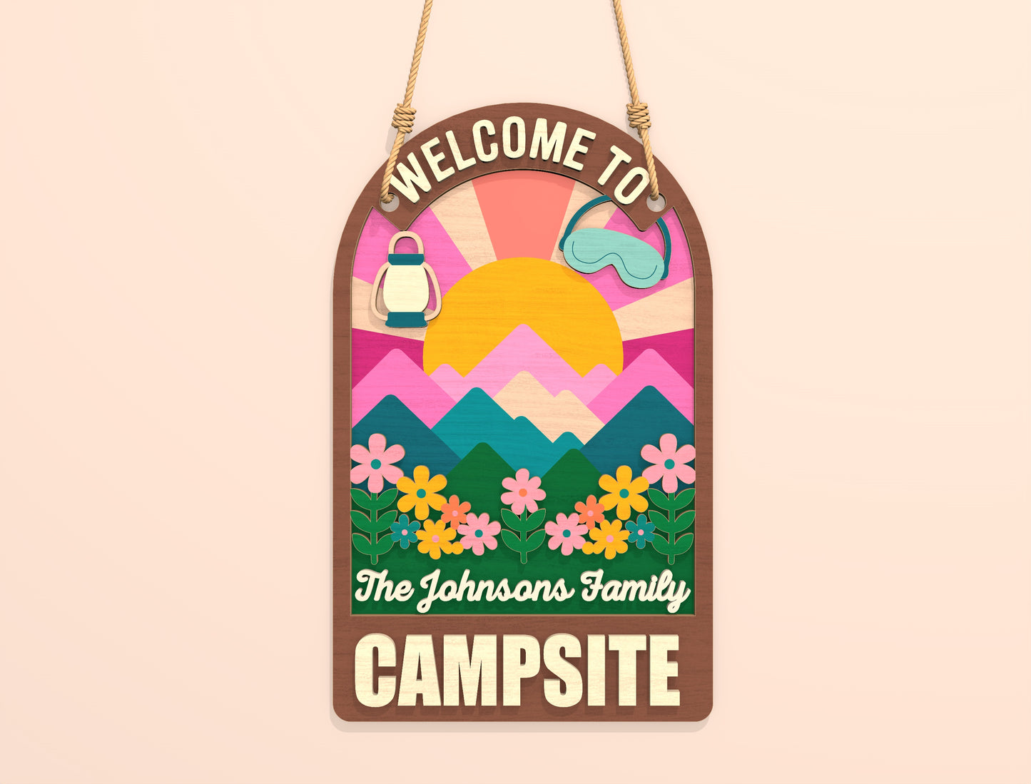 Personalized Pink Campsite Sign SVG Bundle for Glowforge Users