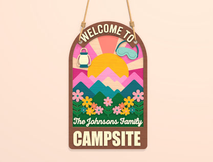 Personalized Pink Campsite Sign SVG Bundle for Glowforge Users