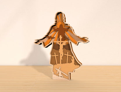 Jesus Silhouette SVG 7 Layer Multilayer Religious Easter for Glowforge