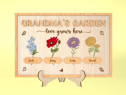 Grandma's Garden Birth Month Flower Sign SVG for Glowforge