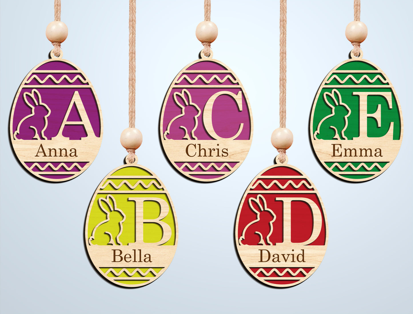 Easter Alphabet Ornament SVG Bunny Initial Monogram for Glowforge