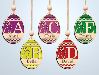 Easter Alphabet Ornament SVG Bunny Initial Monogram for Glowforge